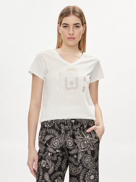 Liu Jo T-Shirt TA4137 J6040 Biały Regular Fit. Białe t-shirty damskie Liu Jo, s, bez wzorów, z bawełny, bez kołnierzyka. Za 229.99 zł.