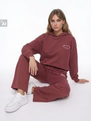 Spodnie dresowe wide leg z bawełną - pomarańczowy. Brązowe spodnie sportowe damskie Sinsay, l, bez wzorów, z bawełny. Za 39.99 zł.