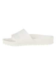 Birkenstock Klapki "Barbados" w kolorze białym rozmiar: 37. Białe klapki damskie Birkenstock, bez wzorów, z otwartym noskiem, bez obcasa, bez zapięcia. Za 188.85 zł.