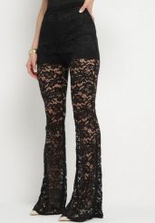 Czarne Spodnie Koronkowe Dzwony Ovirana. Czarne spodnie materiałowe damskie Born2be, bez wzorów, z jeansu. Za 109.99 zł.