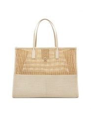 Tommy Hilfiger Torebka Th City Summer Tote Woven AW0AW17640 Beżowy. Brązowe shopper bag Tommy Hilfiger, bez wzorów, z materiału, bez dodatków. Za 559.99 zł.