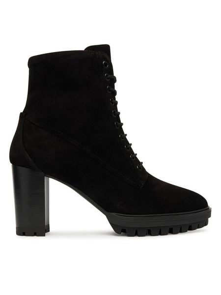 HÖGL Botki 0-187832-01000 Czarny. Czarne botki damskie Högl, ze skóry, bez obcasa, na słupku, bez zapięcia. Za 899.99 zł.