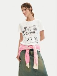 Desigual T-Shirt Core Mickey 26SWTK42 Biały Regular Fit. Białe t-shirty damskie Desigual, xs, bez wzorów, z bawełny, bez kołnierzyka. Za 329.99 zł.