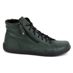 Olivier Damskie buty skórzane zimowe barefoot 1261 zielone. Zielone botki damskie na zimę, ze skóry, bez obcasa, bez zapięcia. Za 559.87 zł.