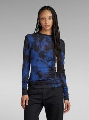 G-Star Koszulka w kolorze czarno-niebieskim rozmiar: XXS. Czarne bluzki damskie G-Star, xxs, bez wzorów, z bawełny, retro, bez kołnierzyka, bez ramiączek. Za 86.99 zł.