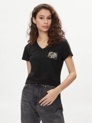 Liu Jo T-Shirt TA4203 JS003 Czarny Regular Fit. Czarne t-shirty damskie Liu Jo, s, bez wzorów, z bawełny, bez kołnierzyka. Za 469.99 zł.