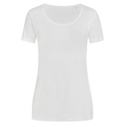 Koszulka Damska Finest Cotton T-shirt. Białe koszulki damskie Stedman, bez wzorów, bez kołnierzyka, bez ramiączek. Za 33.99 zł.