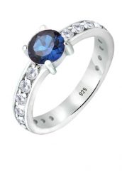 Elli Damski soliter niebieski szafir z kryształami cyrkonii w srebrze 925 Sterling Silver Pierścionki 1 ct. Niebieskie pierścionki damskie Elli, z cyrkonią, srebrne. Za 279.64 zł.