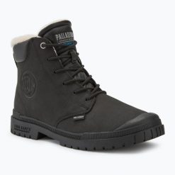 Buty Palladium SP20 Cuff Leather Waterproof WL black. Czarne obuwie trekkingowe damskie Palladium, bez zapięcia. Za 539.99 zł.
