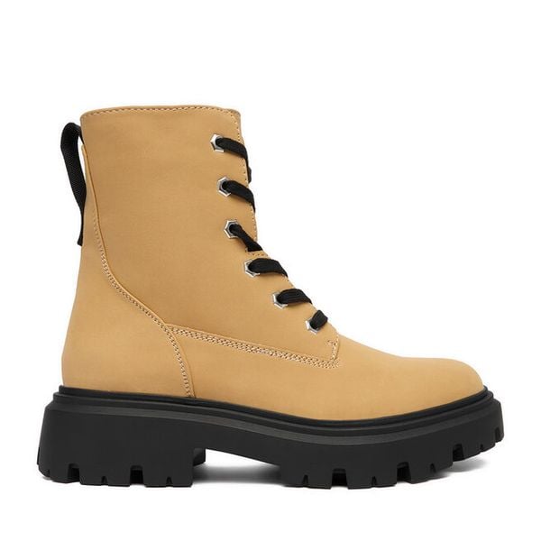 Trzewiki JENNY. Brązowe botki damskie Jenny, bez obcasa, na płaskiej podeszwie, bez zapięcia. Za 189.99 zł.