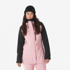 Kurtka narciarska i snowboardowa damska Quechua 500 long. Czarne kurtki sportowe damskie DREAMSCAPE, na zimę, m, bez wzorów, z materiału, bez kaptura. Za 299.99 zł.