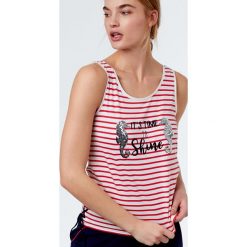 Etam - Top piżamowy. Różowe piżamy damskie Etam, z nadrukiem, z bawełny. W wyprzedaży za 39.90 zł.
