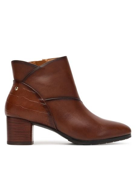 Pikolinos Botki W1Z-8575C1 Brązowy. Brązowe botki damskie Pikolinos, ze skóry, bez obcasa, na słupku, bez zapięcia. Za 509.99 zł.