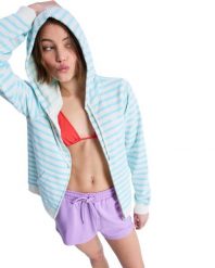 Bluza z kapturem dla Kobiety PERFECT STRIPE Niebieski. Niebieskie bluzy damskie Roxy, xs, bez wzorów, z bawełny, z kapturem. Za 130.00 zł.