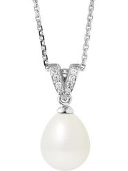 Pearline Srebrny naszyjnik z perłą - dł. 42 cm rozmiar: onesize. Białe naszyjniki damskie Pearline, z cyrkonią, srebrne. Za 208.99 zł.