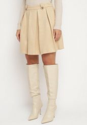 Beżowa Plisowana Spódnica z Imitacji Zamszu o Rozkloszowanym Kroju Deorani. Brązowe spódnice damskie Born2be, do pracy, l, bez wzorów, biznesowe, mini. Za 54.99 zł.