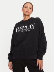 REPLAY Bluza W3106C.000.22890CS Czarny Oversize. Czarne bluzy damskie Replay, s, bez wzorów, z bawełny, bez kaptura. Za 259.99 zł.