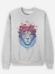 WOOOP Bluza "Floral Lion" w kolorze szarym rozmiar: S. Szare bluzy damskie Wooop, s, bez wzorów, z bawełny, bez kaptura. Za 117.73 zł.