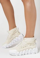 Beżowe Sneakersy Andrassa. Brązowe obuwie sportowe damskie Born2be, za kostkę, bez zapięcia. Za 99.99 zł.