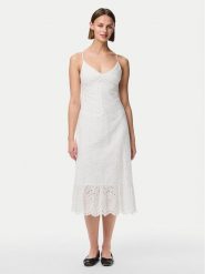 Pieces Sukienka letnia Vilde 17156565 Biały Regular Fit. Białe sukienki damskie Pieces, bez wzorów, z bawełny, bez ramiączek. Za 189.99 zł.