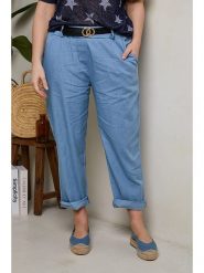 Curvy Lady Spodnie w kolorze błękitnym rozmiar: 44/46. Niebieskie spodnie materiałowe damskie Curvy Lady, bez wzorów, z bawełny. Za 119.40 zł.