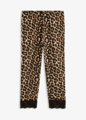 Legginsy rybaczki z koronką. Brązowe legginsy damskie bonprix, bez wzorów, z koronki. Za 37.99 zł.