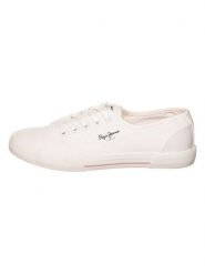 Pepe Jeans FOOTWEAR Sneakersy "Basic" w kolorze białym rozmiar: 39. Białe obuwie sportowe damskie Pepe Jeans FOOTWEAR, z jeansu, bez zapięcia. Za 144.92 zł.
