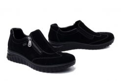 RIEKER TEX 59071-00 black, półbuty damskie. Czarne półbuty damskie Rieker, bez wzorów, z gumy, bez obcasa, bez zapięcia. Za 389.90 zł.