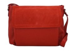 Torebka skórzana z zamszową klapką - Czerwona jasna. Czerwone torby na laptopa Barberinis, bez wzorów, ze skóry, zamszowe. Za 177.99 zł.