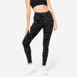 Legginsy fitness damskie Domyos. Szare legginsy damskie DOMYOS, m, bez wzorów, z bawełny. Za 59.99 zł.