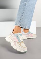 Beżowo-Różowe Sneakersy na Grubej Podeszwie z Tłoczeniami Fellira. Brązowe obuwie sportowe damskie Born2be, z jeansu, bez zapięcia. Za 99.99 zł.