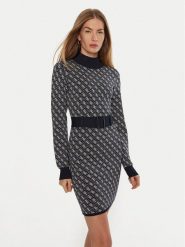 Guess Sukienka dzianinowa Lise W4BK43 Z37K0 Niebieski Regular Fit. Niebieskie sukienki damskie Guess, z aplikacjami, z dzianiny, bez ramiączek. Za 309.99 zł.