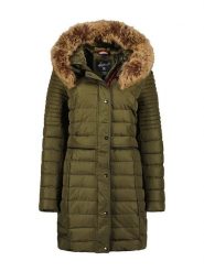 Geographical Norway Płaszcz pikowany "Charlize" w kolorze khaki rozmiar: L. Brązowe płaszcze damskie Geographical Norway, l, z aplikacjami, bez kaptura. Za 281.76 zł.