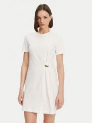 Lacoste Sukienka codzienna EF0583 Biały Regular Fit. Białe sukienki damskie Lacoste, bez wzorów, z bawełny, bez ramiączek. Za 439.99 zł.
