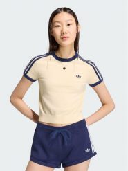 Adidas T-Shirt KS7376 Kremowy Slim Fit. Białe t-shirty damskie Adidas, s, bez wzorów, z syntetyku, bez kołnierzyka. Za 152.99 zł.
