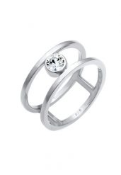 Elli PREMIUM Damskipodwójny soliter błyszczący 925 Sterling Silver Pierścionki 1 ct. Szare pierścionki damskie Elli PREMIUM, z kryształem, srebrne. Za 203.99 zł.