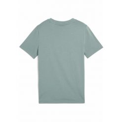 Młodzieżowa koszulka ESS z logo No. 1 PUMA Green Moon. Zielona bluzki damskie Puma, m, bez wzorów, z gumy, bez kołnierzyka, bez ramiączek. Za 79.00 zł.