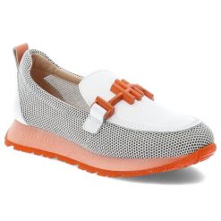 Pomarańczowe Półbuty Hispanitas Modne Wsuwane Obuwie Damskie. Białe półbuty damskie Hispanitas, z aplikacjami, ze skóry, bez obcasa, bez zapięcia. Za 599.00 zł.