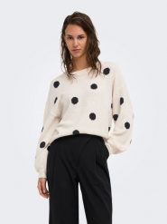 ONLY Sweter w kolorze kremowym rozmiar: M. Brązowe swetry klasyczne damskie Only, m, bez kołnierzyka. Za 100.45 zł.