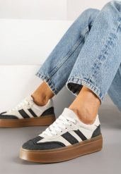 Czarno-Beżowe Sneakersy Tenisówki na Kauczukowej Podeszwie Ardisora. Czarne obuwie sportowe damskie Renee, z kauczuku, bez zapięcia, tenisowe. Za 89.99 zł.