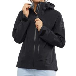 Kurtka turystyczna damska Salomon Outpeak 3L Light. Czarne kurtki damskie Salomon, l, bez wzorów, z poliamidu, bez kaptura. W wyprzedaży za 809.00 zł.