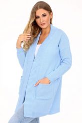 Niebieski Stylowy Kardigan bez Zapięcia. Niebieskie kardigany damskie Merribel, m, bez wzorów, z materiału. Za 109.90 zł.