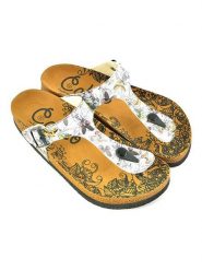 Calceo Japonki w kolorze białym ze wzorem rozmiar: 40. Białe klapki damskie Calceo, bez wzorów, z materiału, z otwartym noskiem, bez obcasa, bez zapięcia. Za 165.99 zł.