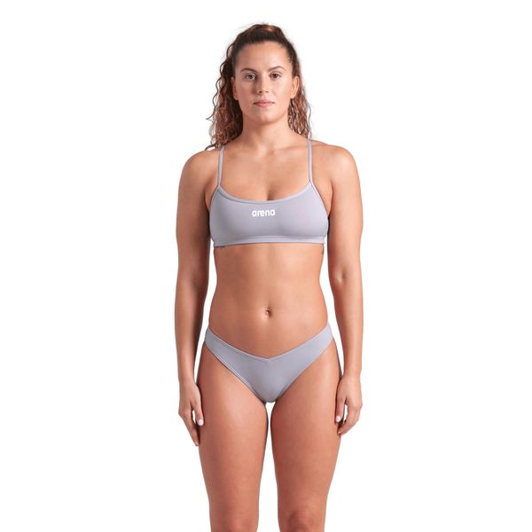 Strój Kąpielowy damski Arena Bikini Bandeau Solid dwuczęściowy. Szare bikini Arena, bez wzorów. Za 129.99 zł.