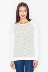 Jasnoszara Bluza z Geometryczną Fakturą. Szare bluzy damskie Figl, l, bez wzorów, z bawełny, bez kaptura. Za 239.00 zł.