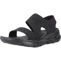 Sandały SKECHERS ARCH FIT Czarny. Czarne sandały damskie Skechers, bez wzorów, z tkaniny, bez obcasa, bez zapięcia. Za 278.99 zł.