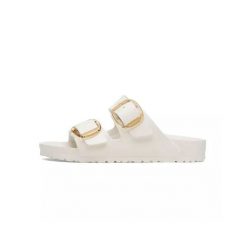 Klapki damskie Birkenstock Arizona Big Buckle Eva. Białe klapki damskie Birkenstock, bez wzorów, z gumy, bez obcasa, bez zapięcia. Za 341.00 zł.