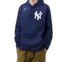 Bluza z kapturem Nike New York Yankees. Niebieskie bluzy damskie Nike, na zimę, bez wzorów, z kapturem. Za 341.99 zł.