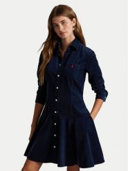 Polo Ralph Lauren Sukienka koszulowa 211972069004 Granatowy Regular Fit. Niebieskie sukienki damskie Polo Ralph Lauren, bez wzorów, z bawełny, bez ramiączek. Za 1,039.00 zł.