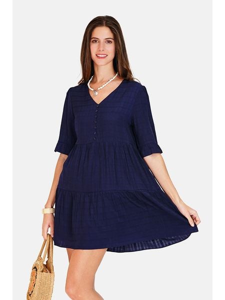 ASSUILI Sukienka w kolorze granatowym rozmiar: 38. Niebieskie sukienki damskie Assuili, bez wzorów, klasyczne, bez ramiączek. Za 162.49 zł.